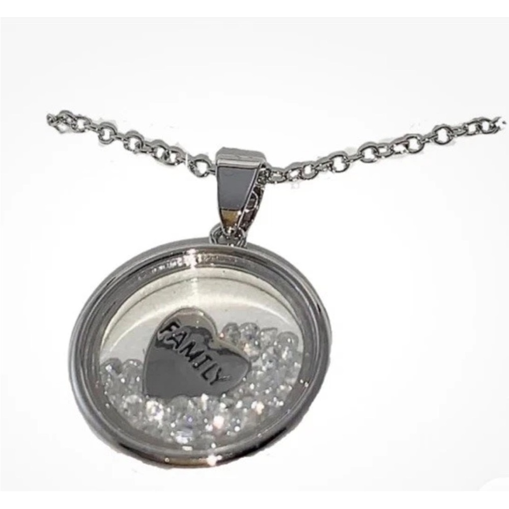 Silver Heart Family Pendant Necklace